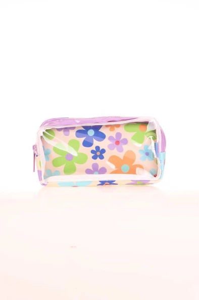 Kaukko Transparent Spring Kalem Çantası Colorful Flowers K2613 ürün görseli 1