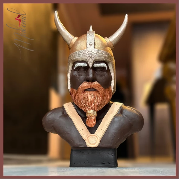 Viking savaşçısı Ragnar ( el yapımı büst tasarımı, ev dekorasyonu, benzersiz ) Mukemel tasarımları ürün görseli 1
