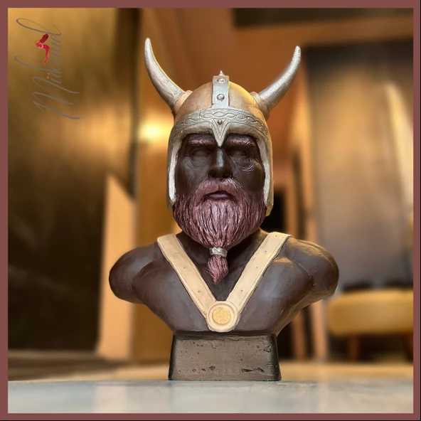 Viking savaşçısı Ragnar ( el yapımı büst tasarımı, ev dekorasyonu, benzersiz ) Mukemel tasarımları ürün görseli 1