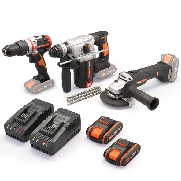 WORX WXKS6 WX354.9 + WX380.9 + WX812.9 + WA3601 20V/2Ah Pro Kombo Set ürün görseli 1