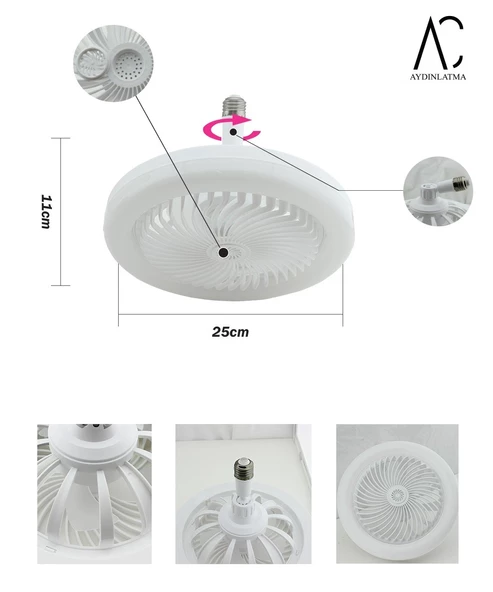 30W Fanlı Led Ampul / 3 Renk Işık / 3 Hız Fanlı Beyaz Kasa  - Kumandalı ve Koku Hazneli ürün görseli 1
