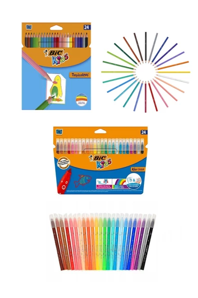 Bic Kıd Couleur Keçeli Boya Kalemi 24 Renk Bic Tropıcolor Kuru Boya Kalemi 24'LÜ Kutu ürün görseli 1