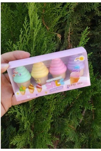 Külah Dondurma 4'lü Pastel Renk Fosforlu Kalem ürün görseli 1