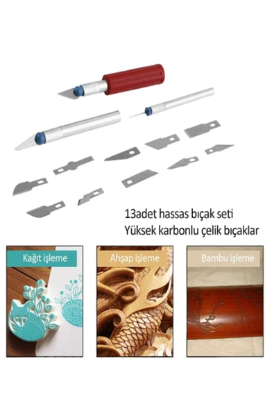 Sakata Hobi Bıçak Seti Hassas 13 Parça - Resim 3