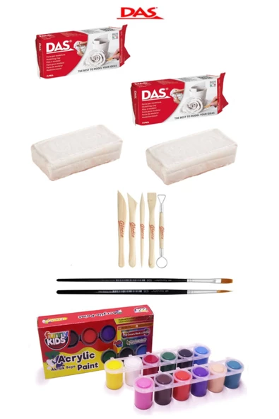 Das Beyaz Seramik Kili 2x500gr Rich Funny Kids 25 Ml Akrilik 12 Li Set ürün görseli 1