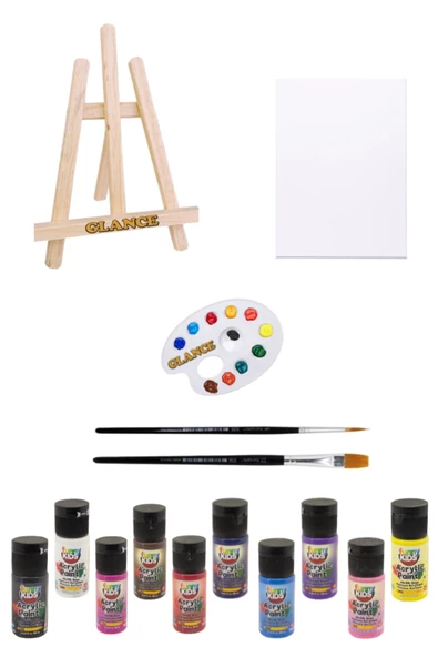 Mini Şövale 25x35 Tuval Funny Kıds 20ml Akrilik Boya Seti ürün görseli 1