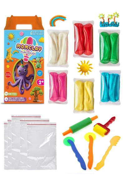 Smarta Momclay Doğal Oyun Hamuru 6 Renk 600 gr Südor Oyun Hamuru Kalıbı Seti ürün görseli 1