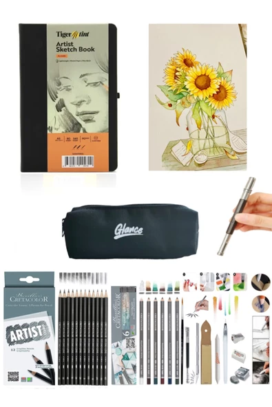 Eskiz Defteri 140gr 80 Yp A5 Siyah Cretacolor 6'lı Aquarell-Dereceli Kalem Set ürün görseli 1