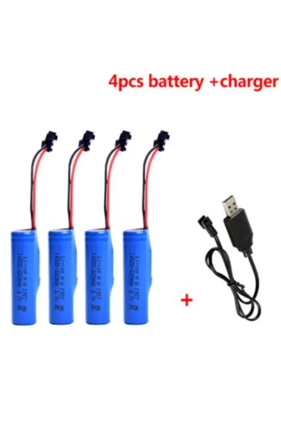 3.7v 14500 lion 4 adet Oyuncak Pili Siyah Soketli ve USB Şarj Cihazı ürün görseli 1