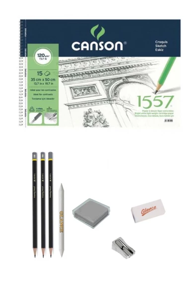 Canson 1557 Desen Çizim Blok 35x50cm 120gr 15 Yaprak Eskiz Çizim Set ürün görseli 1