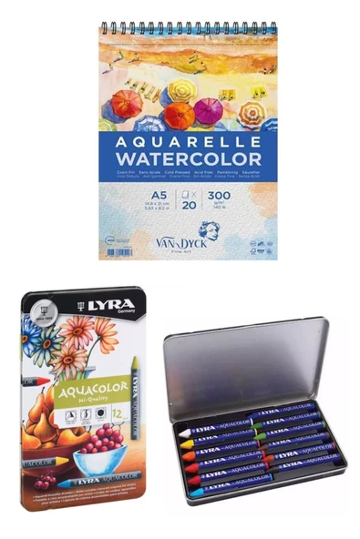 Van Dyck Suluboya Defteri A5 300 Gr 20 Yp Lyra Aquacolor Pastel Boya 12 Renk ürün görseli 1