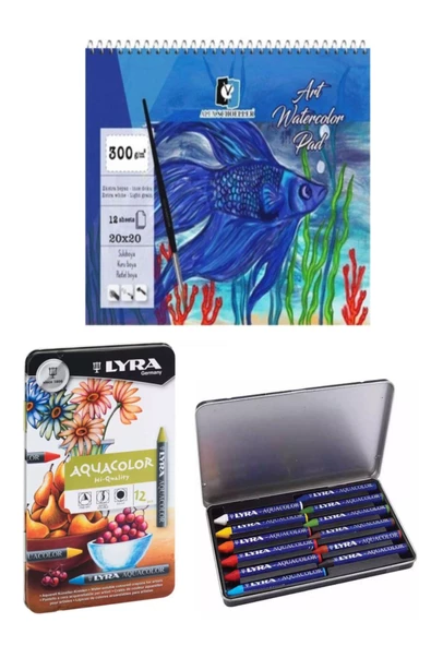 Alex Spiralli Suluboya Defteri 300 Gr 12 Yp 20x20 Cm Lyra Aquacolor Pastel Boya 12 Renk ürün görseli 1