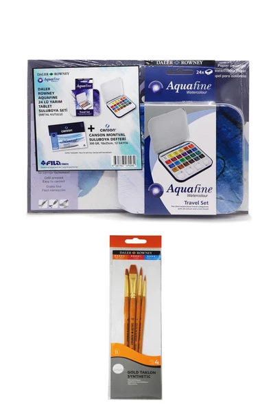 Canson Montval Suluboya Defteri 18x25cm 300g Daler Rowney Aquafine 24'lü Yarım Tablet Suluboya Seti ürün görseli 1