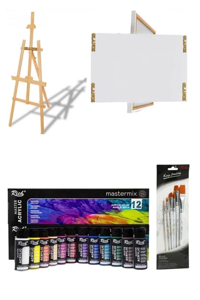 Glance 35x50 Master-mix Akrilik Set 12 Li 60 Cc-keep 6'lı Frç+şövale Set ürün görseli 1