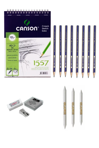 Canson 1557 Eskiz Defterli Karakalem Çizim Seti ürün görseli 1