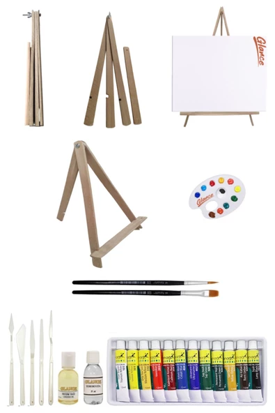 Açılır Kapanır Katlanır Mini Şövale 25x35 Tuval Fanart 12x12 Ml Yağlı Boya Başlangıç Seti ürün görseli 1
