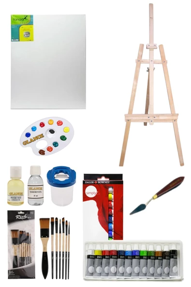 Daler Rowney Simply Yağlı Boya 12 Renk X 12 Ml Şövale Seti ürün görseli 1