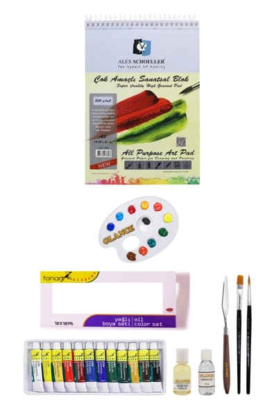 Alex Schoeller Çok Amaçlı Sanatsal Blok 200gr A5 Fanart Academy Yağlı Boya Seti 12x12 Ml ürün görseli 1