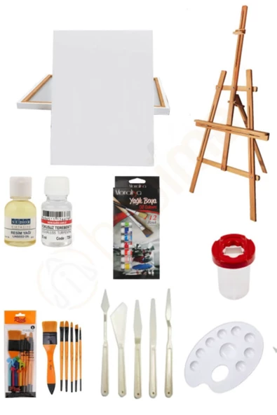 Şövale Yağlı Boya 12x12 Ml 35x50 Tuval Set ürün görseli 1