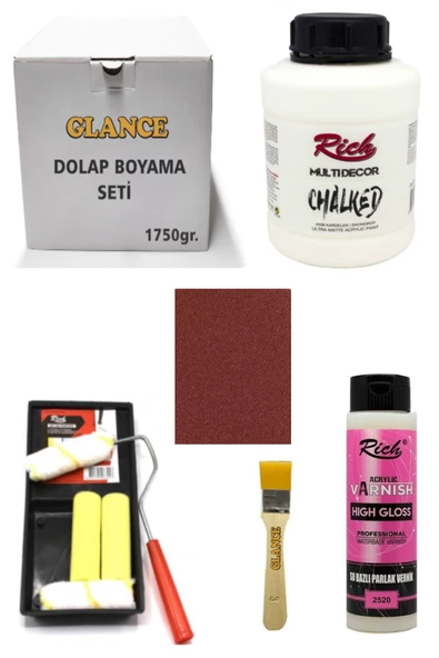 Rich Dolap Boyama Seti Multi Decor Chalked 1750 GR Kardelen Hıgh Gloss Vernik Parlak 500 CC ürün görseli 1