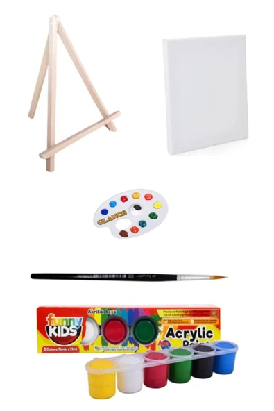 Masaüstü Mini Şövale Çocuklar için Akrilik Boya Başlangıç Seti ürün görseli 1