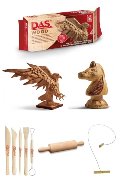 DAS Wood 350 Gr Modelling clay Ahşap Modelleme Ebeşuar kil Seti ürün görseli 1