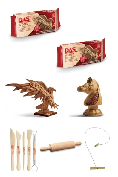 DAS Wood 350 Gr Modelling clay 2'li Ahşap Modelleme Ebeşuar kil Seti ürün görseli 1
