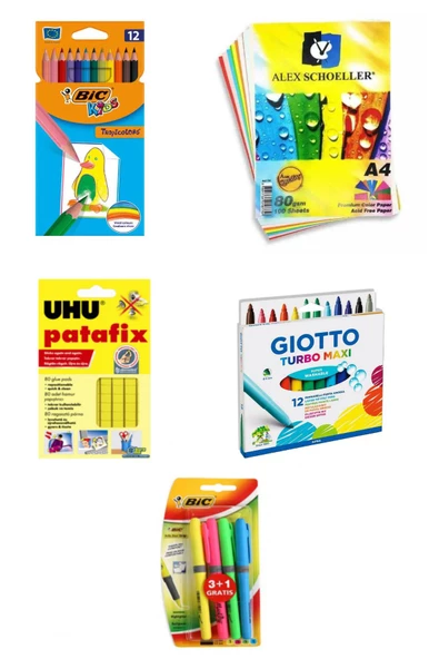 Bic Tropicolors 12'li Kuru Boya Renkli Fotokopi Kağıdı A4 Karışık 10 Renk 5'li Sanatsal Set ürün görseli 1