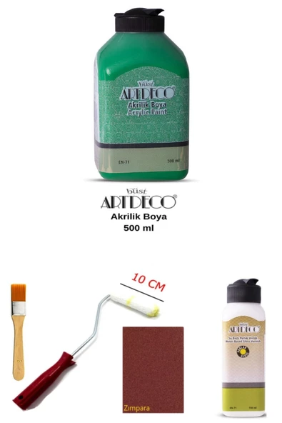 Artdeco Akrilik Boya 500 Ml Yeşil Dolap Boyama Seti Mobilya Boyama Seti Parlak Vernik ürün görseli 1