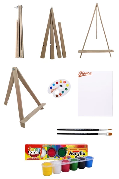 Açılır Kapanır Katlanır Mini Şövale 25x35 Tuval Rich Funny Kıds Akrilik 6*15 Başlangıç Sıralı Set ürün görseli 1
