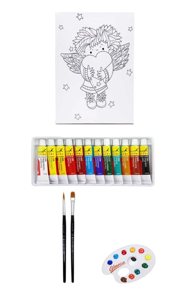 Artdeco Desenli Tuval 30x40cm Melek Kalbi Fanart Academy Akrilik Boya Seti 12 Renk X 12ml ürün görseli 1