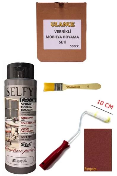 Rich Selfy Decor 500 cc Royal Gri Kendinden Vernikli Genel Amaçlı Boyama Seti ürün görseli 1