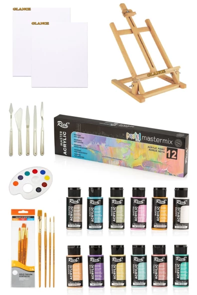 Masaüstü Şövale Rich Master Mix 60 cc Akrilik 12 Li Pastel Renkler Başlangıç Seti ürün görseli 1