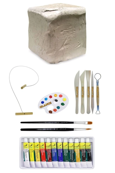 Beyaz Seramik Hamuru 6 Kg Kil - Fanart Academy Akrilik Boya 12 Renk X 12 ml ürün görseli 1