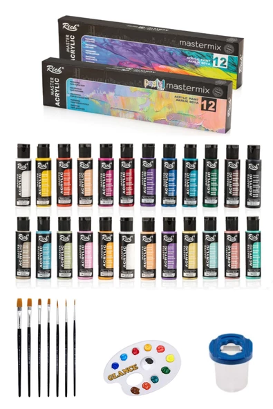 Rich Master Mix 60 Cc Akrilik 12 Li (canlı Renkler) (pastel Renkler) Başlangıç Seti ürün görseli 1