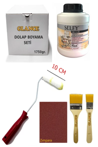 Rich Selfy Decor Beyaz Kendinden Vernikli Boya 1750 Gr Rulo Zımpara Fırça Mobilya Dolap Boyama Seti ürün görseli 1