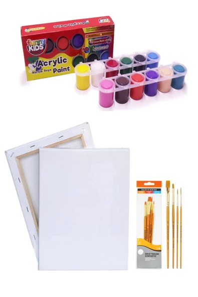 Rich Funny Kids 25 Ml Akrilik 12 Li Set 35x50 Tuval Daller Rowney 4'lü Fırça Seti ürün görseli 1