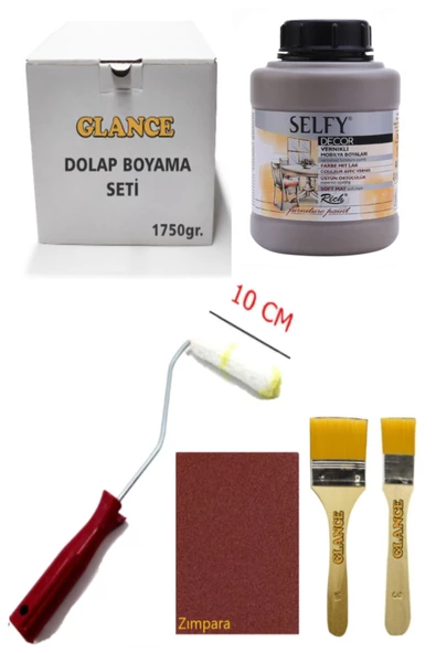 Rich Selfy Decor Vizyon Kendinden Vernikli Boya 1750 Gr Rulo Zımpara Fırça Mobilya Dolap Boyama Seti ürün görseli 1