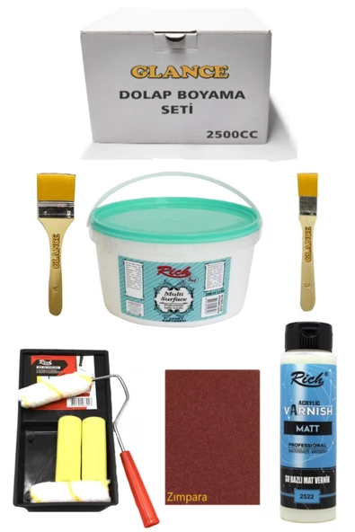 Rich 2500cc 3,5kg Multi Surface Kartanesi Dolap Boyama Seti Mobilyaboyama Seti Mat Verniktavaruloset ürün görseli 1