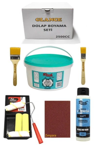 Rich 2500cc 3,5kg Multi Surface Kardelen Dolap Boyama Seti Mobilyaboyama Seti Mat Vernik Tavaruloset ürün görseli 1