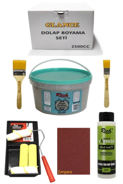 Rich 2500 Cc 3,5kg Multi Surface Granit Dolap Boyama Seti Mobilya Boyama Seti Yarı Mat Tava Rulo Set ürün görseli 1