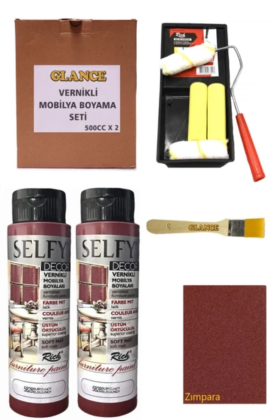 Rich Selfy Decor 500 Cc X 2 Burgundy Kendinden Vernikli Mobilya Boyama Seti ürün görseli 1