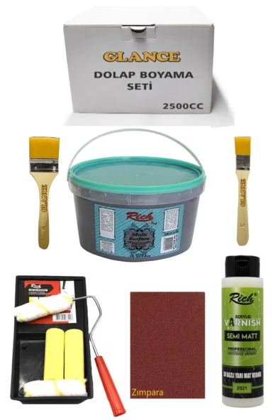 Rich 2500cc3,5kg Multisurface Is Siyahsiyah Dolap Boyamaseti Mobilya Boyama Seti Yarımat Tavaruloset ürün görseli 1