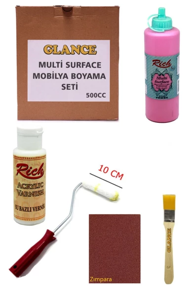 Rich Multi Surface Pembe 500 Cc Mobilya Boyama Seti ürün görseli 1