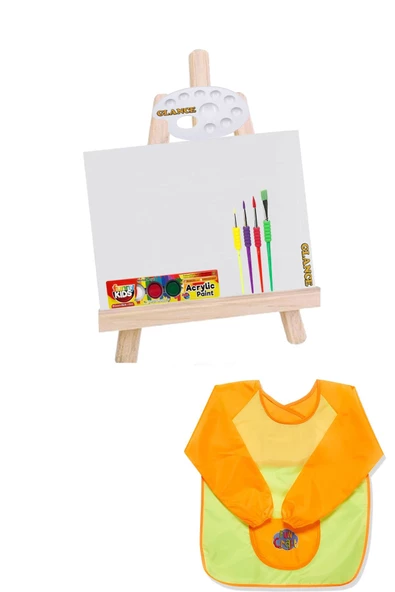 Ekonomik Mini Şövale Funny Kids 6x15 Ml Akrilik Boya Boyama Önlüğü Çocuklar Için Boyama Seti ürün görseli 1