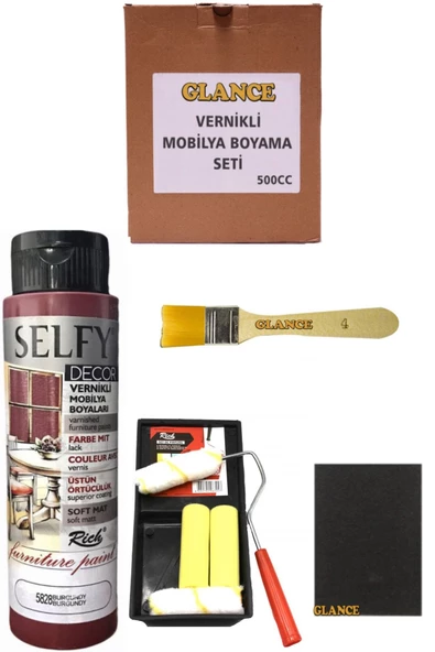 Rich Selfy Decor 500 Cc Burgundy Kendinden Vernikli Mobilya Boyama Seti ürün görseli 1