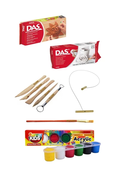 Das Beyaz 500 Gr+das Kahve 500 Gr Akrilik Kil Başlangıç Seti ürün görseli 1