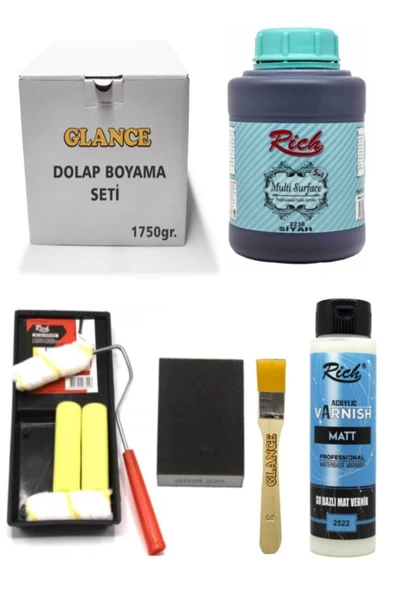 Dolap Boyama Seti Multi Surface 1750 Gr Siyah - Mat Vernik Set-2 ürün görseli 1