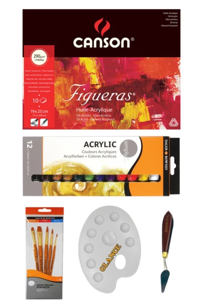 290 Gr Tuval Dokulu Defter - Daller Rowney Akrilik Boya Çalışma Seti - Glance Set - 1 ürün görseli 1