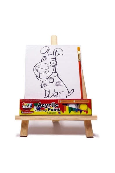 Rich Funny Kids Desenli Tuval Akrilik Boya Seti - Köpek ürün görseli 1